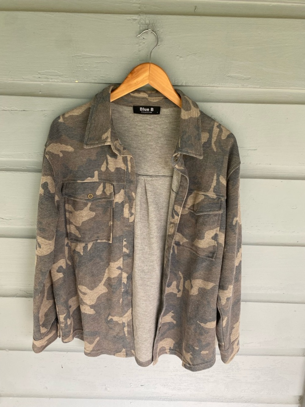 Blue B Camouflage Button-Up Shacket LARGE